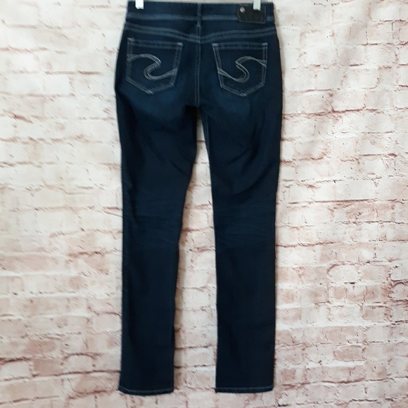 Silver Suki Straight Blue Denim Stretch Jeans - Picture 4 of 8